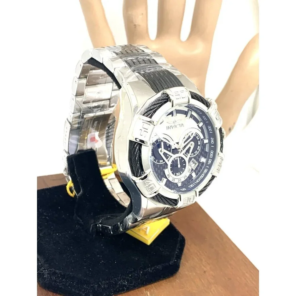 Invicta Men's Watch 29569 Bolt Quartz Chronograph Silver Black Stainless Steel